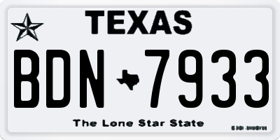TX license plate BDN7933