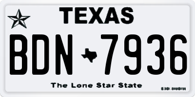 TX license plate BDN7936