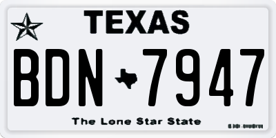 TX license plate BDN7947