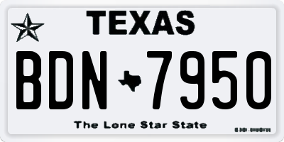 TX license plate BDN7950