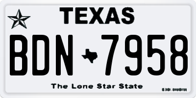 TX license plate BDN7958