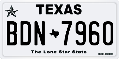 TX license plate BDN7960