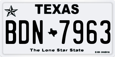 TX license plate BDN7963