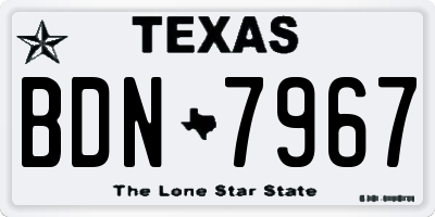 TX license plate BDN7967
