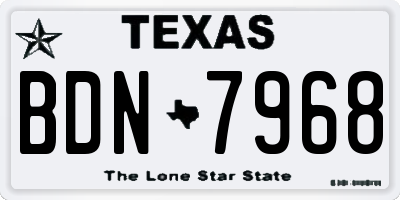 TX license plate BDN7968