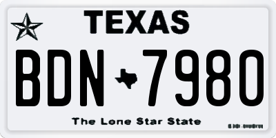 TX license plate BDN7980
