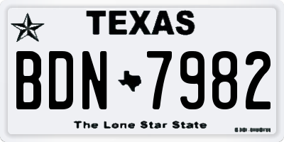 TX license plate BDN7982