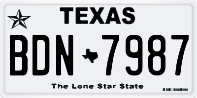 TX license plate BDN7987