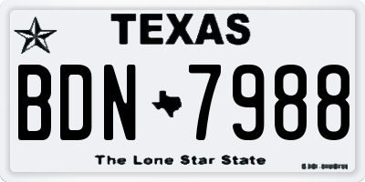 TX license plate BDN7988