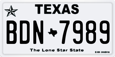 TX license plate BDN7989