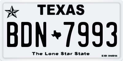 TX license plate BDN7993