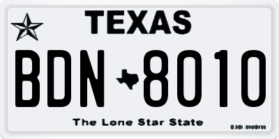 TX license plate BDN8010