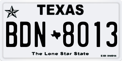 TX license plate BDN8013