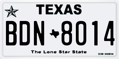 TX license plate BDN8014
