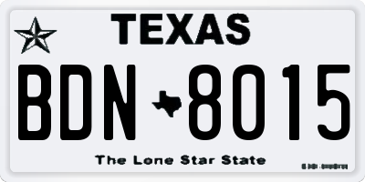 TX license plate BDN8015