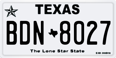 TX license plate BDN8027