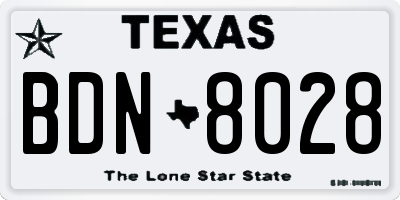 TX license plate BDN8028