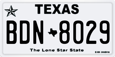 TX license plate BDN8029