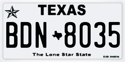 TX license plate BDN8035