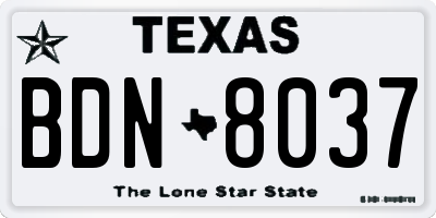 TX license plate BDN8037