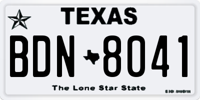 TX license plate BDN8041