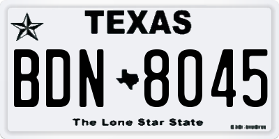 TX license plate BDN8045