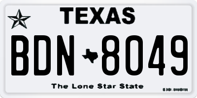 TX license plate BDN8049