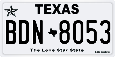 TX license plate BDN8053