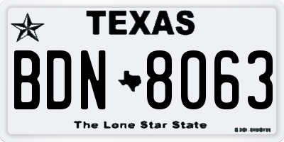 TX license plate BDN8063