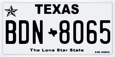 TX license plate BDN8065
