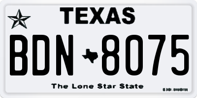 TX license plate BDN8075