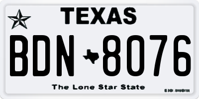 TX license plate BDN8076