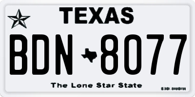 TX license plate BDN8077