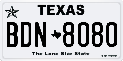TX license plate BDN8080