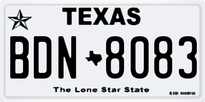 TX license plate BDN8083