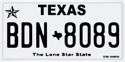 TX license plate BDN8089