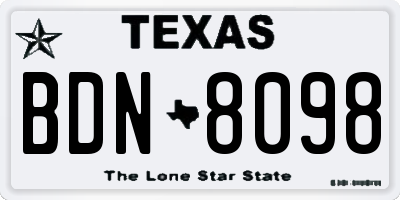 TX license plate BDN8098