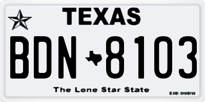 TX license plate BDN8103