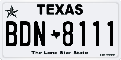 TX license plate BDN8111