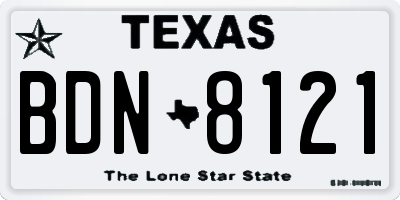 TX license plate BDN8121
