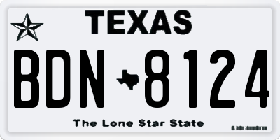 TX license plate BDN8124