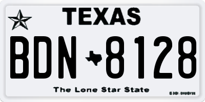 TX license plate BDN8128