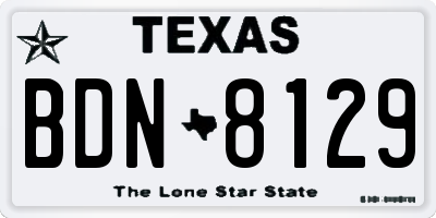 TX license plate BDN8129