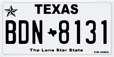 TX license plate BDN8131
