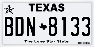 TX license plate BDN8133
