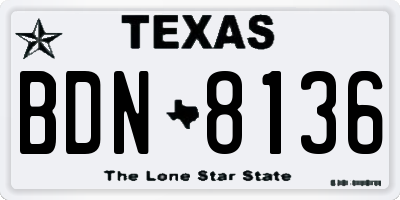 TX license plate BDN8136