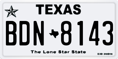TX license plate BDN8143