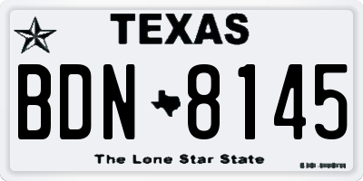 TX license plate BDN8145