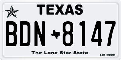 TX license plate BDN8147