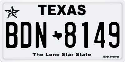 TX license plate BDN8149